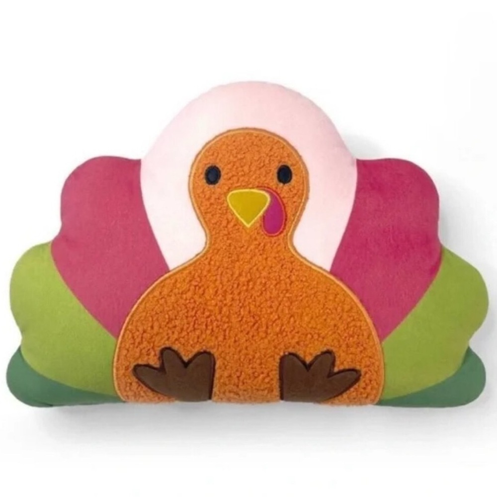 Thanksgiving Turkey Plush Rainbow Decorative Pillow NWT